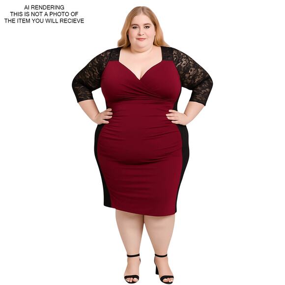 Kiyonna Dress Bodycon Lace Whimsigoth Vampire Romantic Witchy Black Red 4 4X - Picture 9 of 14